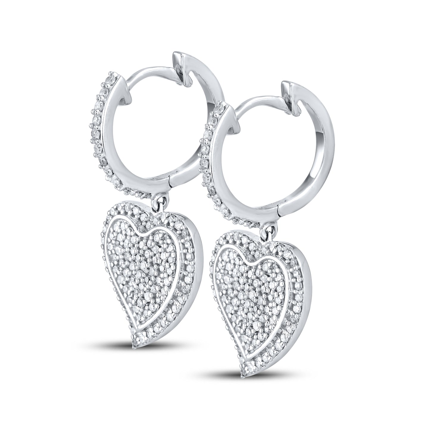 10kt White Gold 0.57 CTW Natural Diamond Hoops