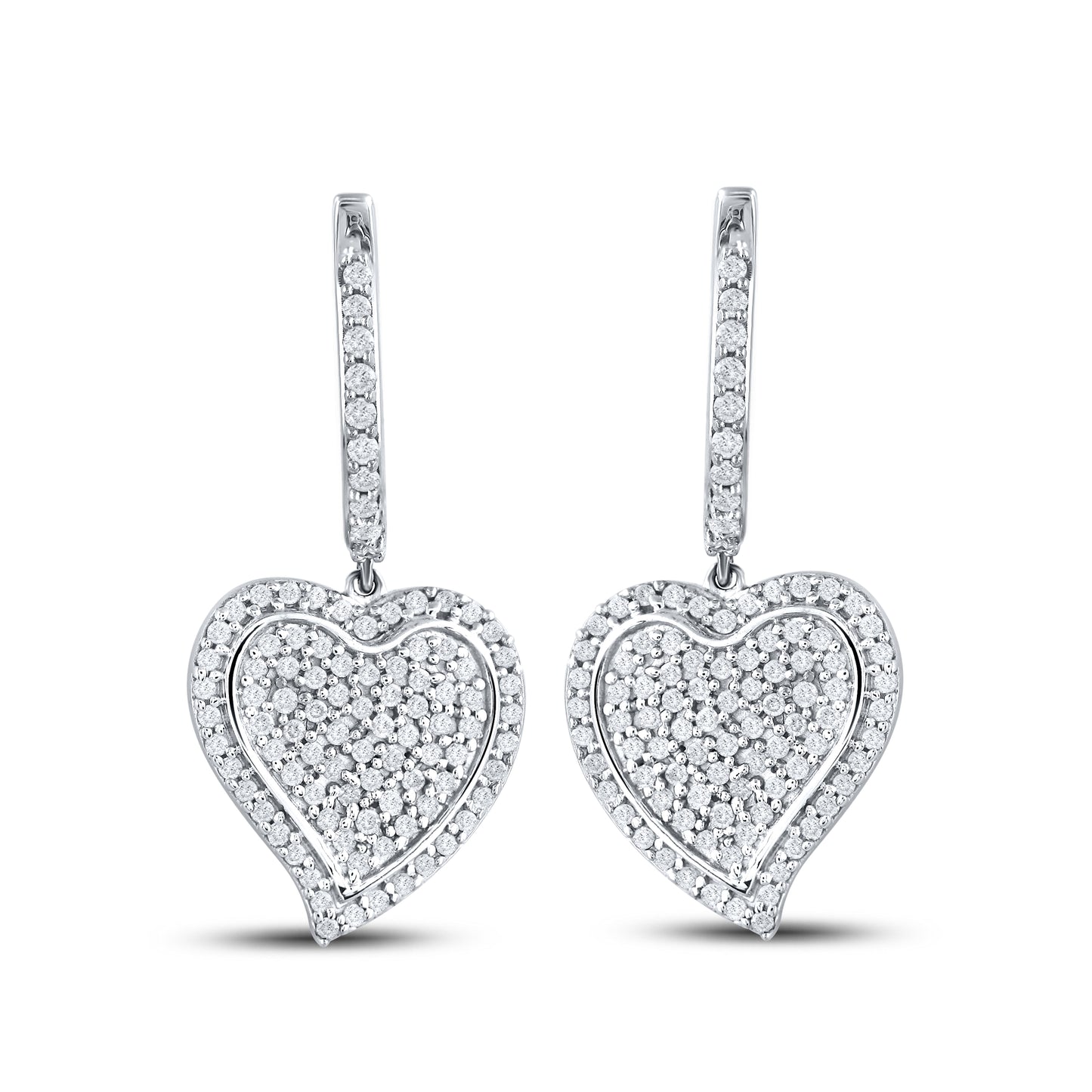 10kt White Gold 0.57 CTW Natural Diamond Hoops