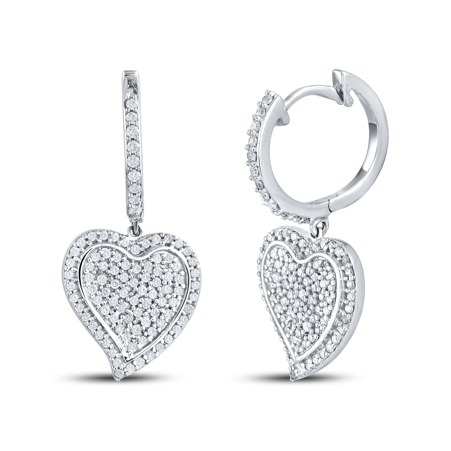 10kt White Gold 0.57 CTW Natural Diamond Hoops