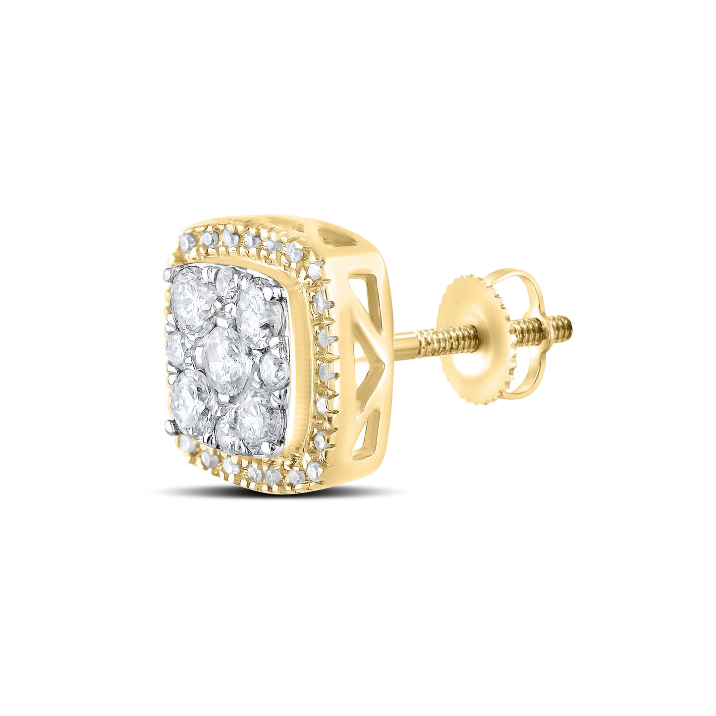 10kt yellow gold 1.01ctw Square Diamond Earrings