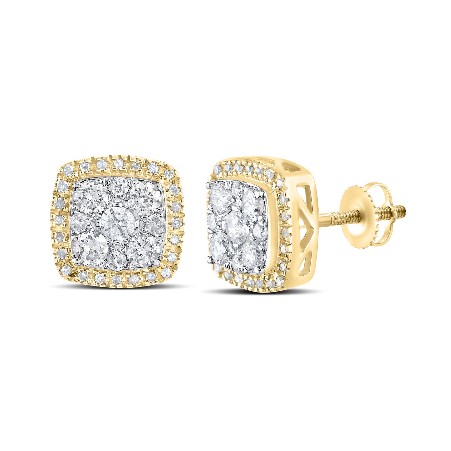 10kt yellow gold 1.01ctw Square Diamond Earrings
