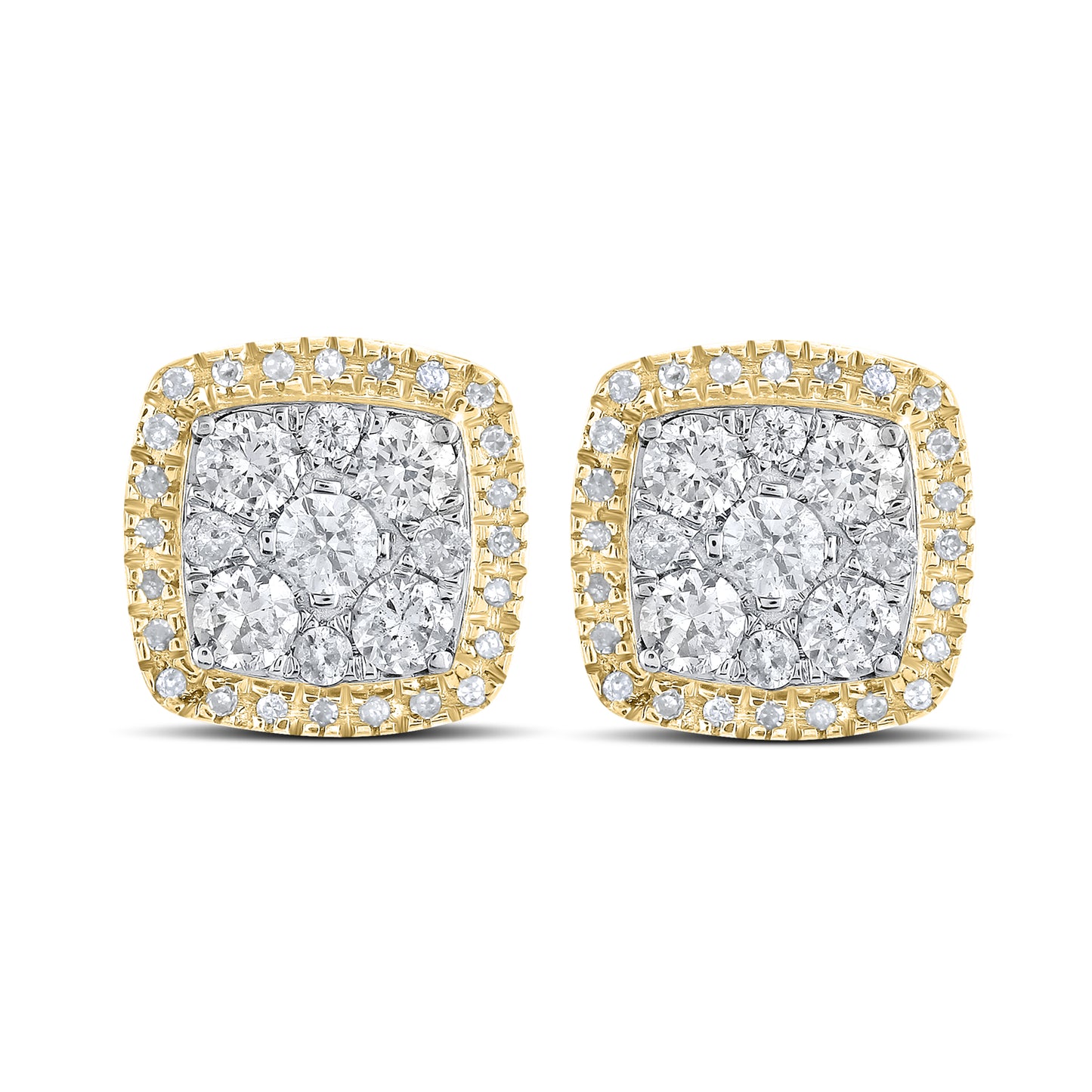 10kt yellow gold 1.01ctw Square Diamond Earrings