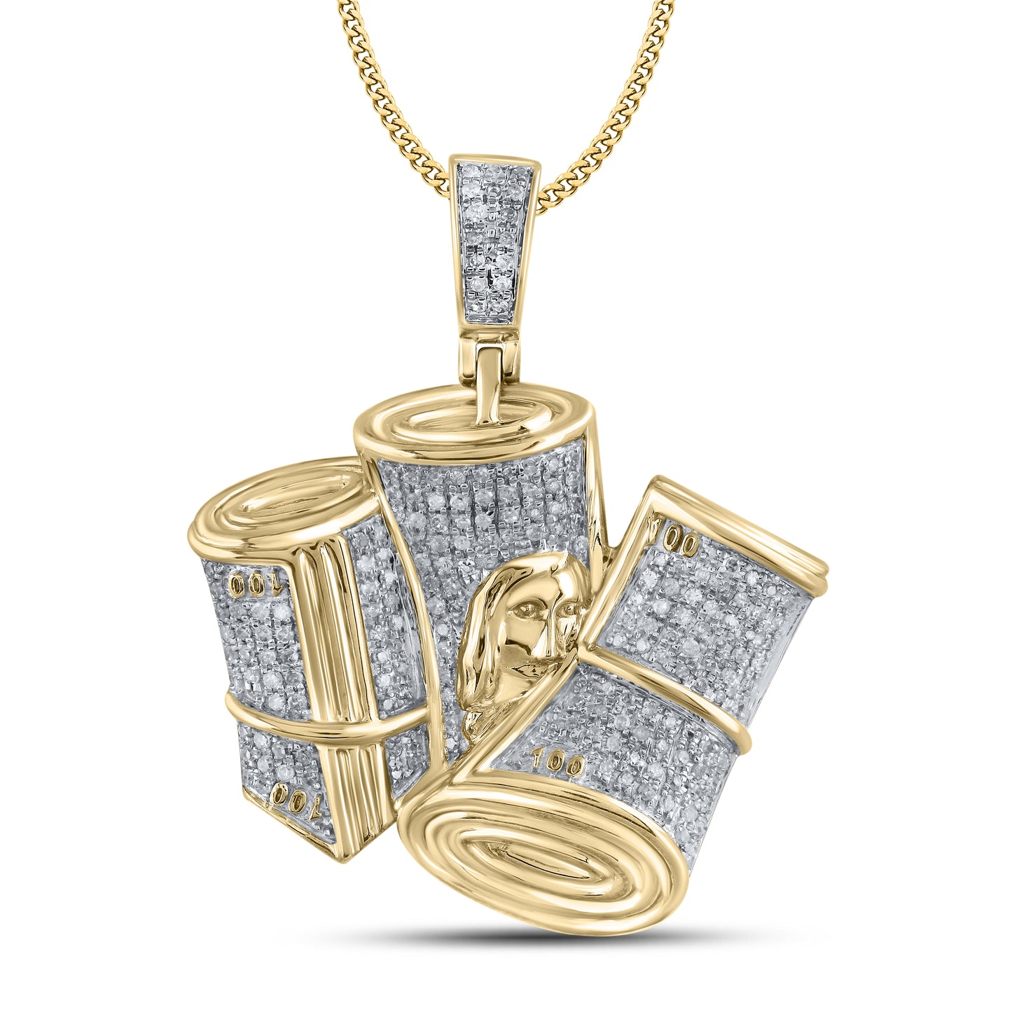 10k Yellow Gold  0.49 CTW Stack of cash Diamond Charm