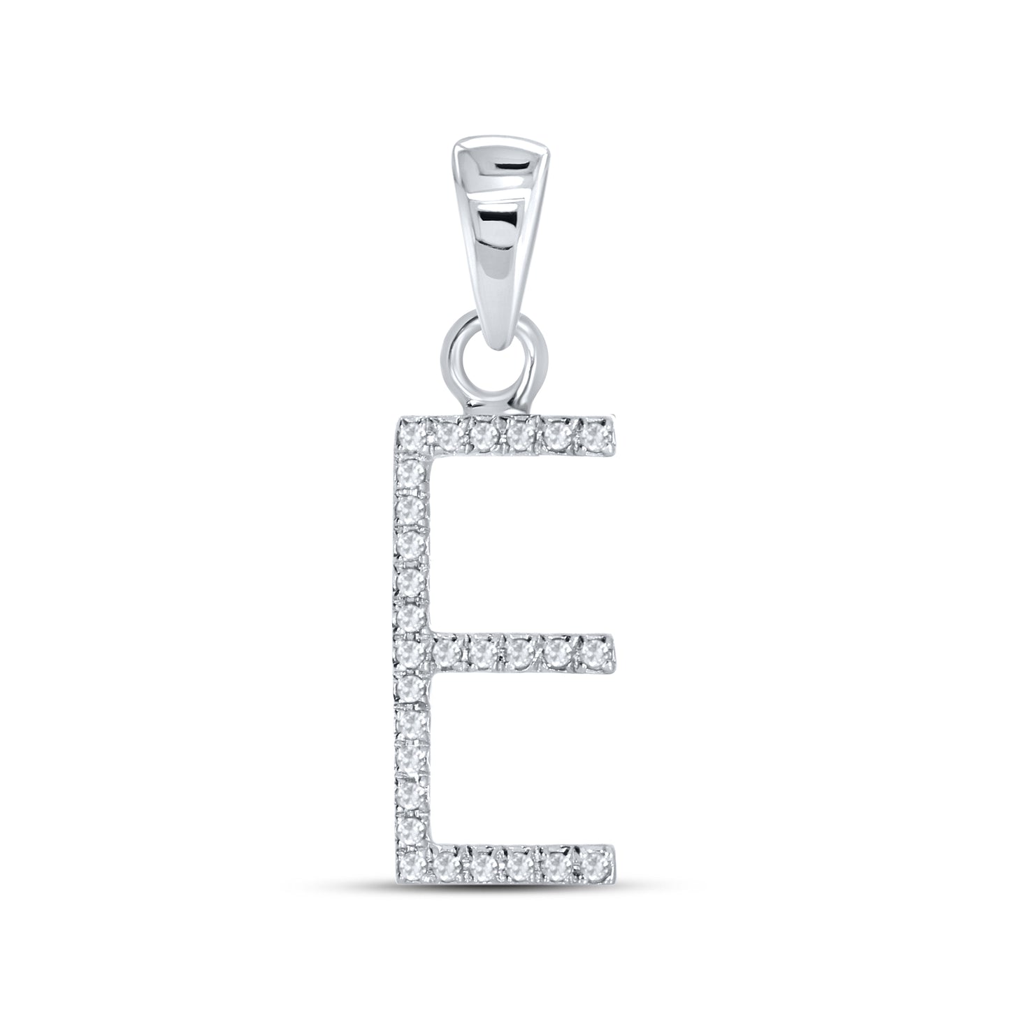 Silver 0.08 CTW Diamond Initial E Charm