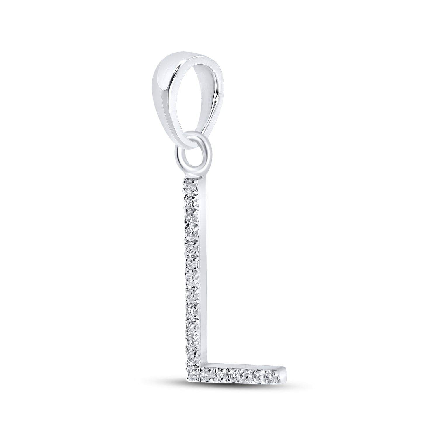 Silver 0.05 CTW Diamond Initial L Charm