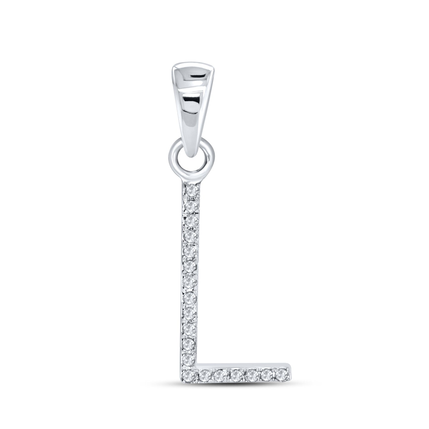 Silver 0.05 CTW Diamond Initial L Charm