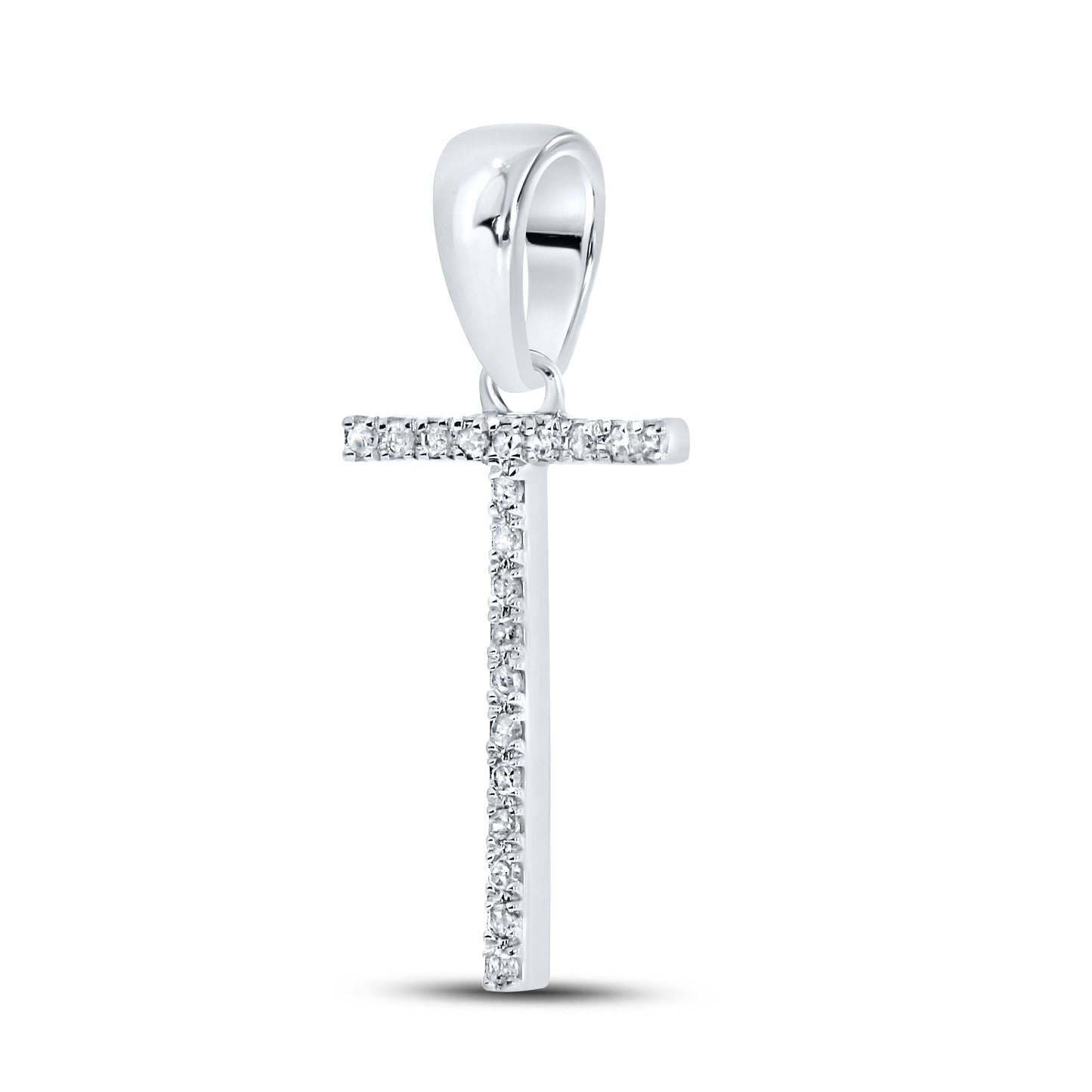 Silver 0.05 CTW Diamond Initial T Charm