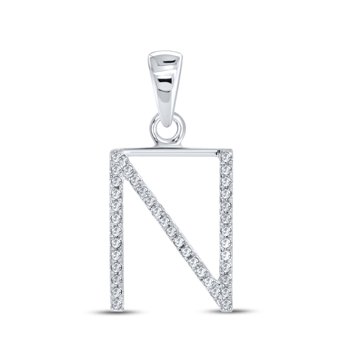 Silver 0.10 CTW Diamond Initial N Charm