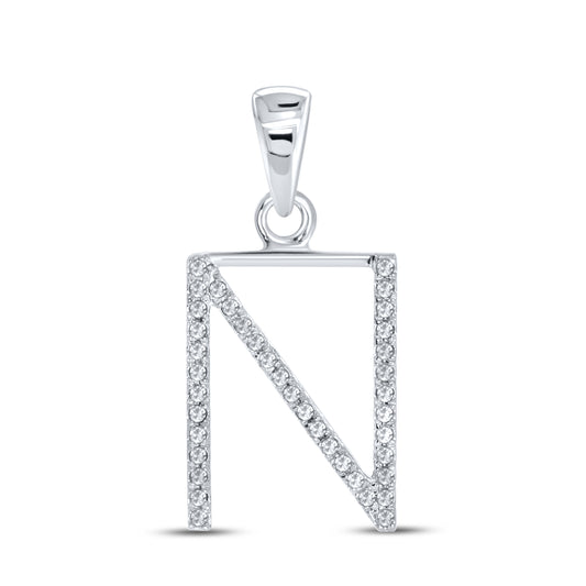 Silver 0.10 CTW Diamond Initial N Charm