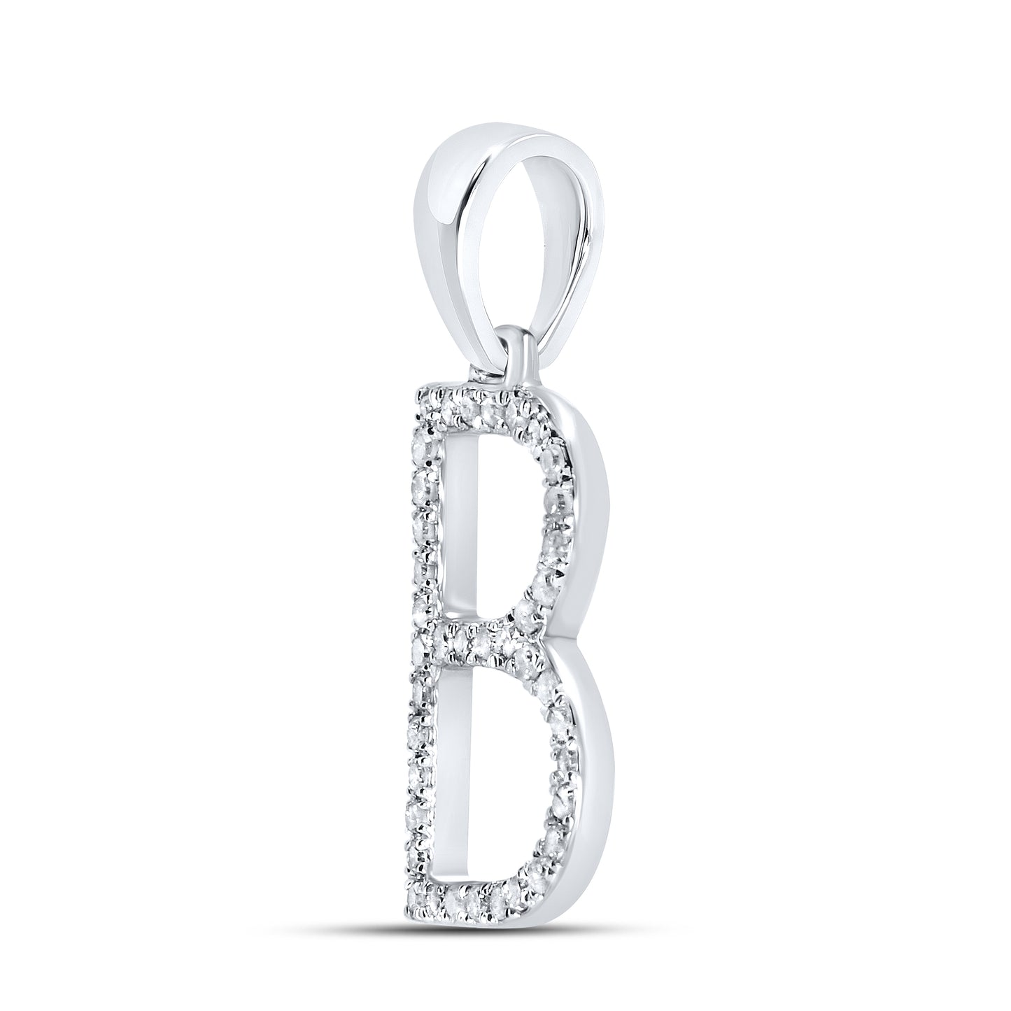 Silver 0.09 CTW Diamond Initial B Charm