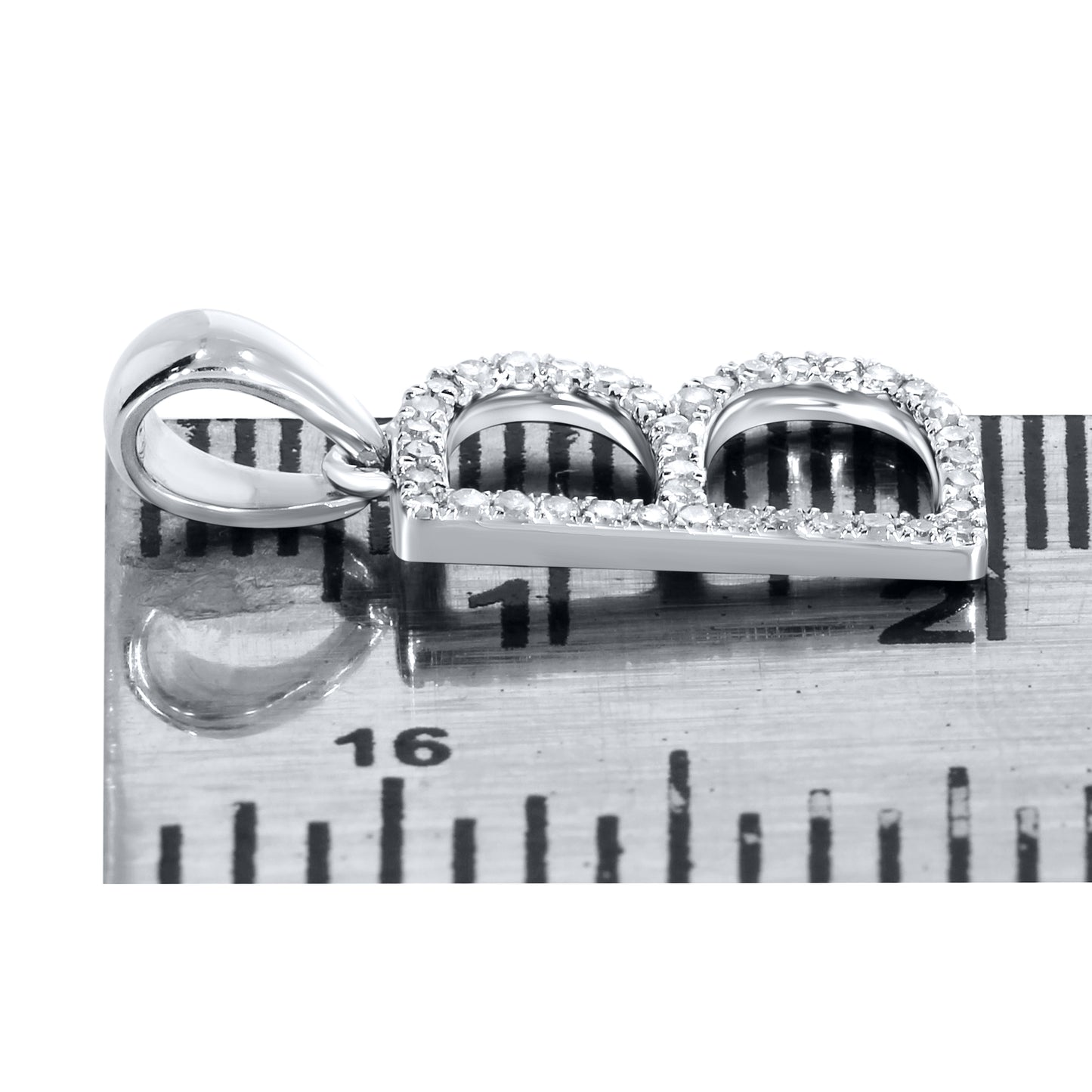Silver 0.09 CTW Diamond Initial B Charm