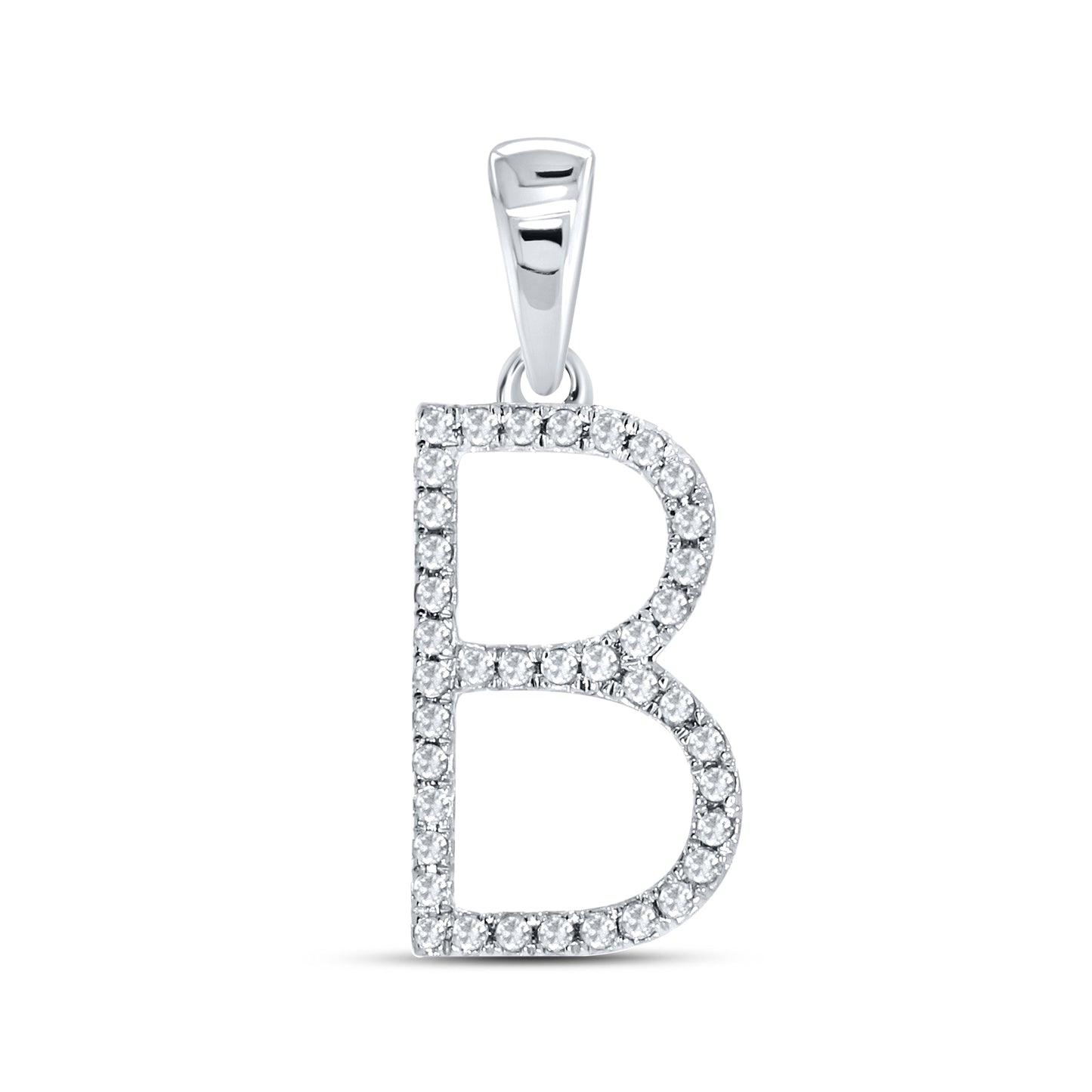 Silver 0.09 CTW Diamond Initial B Charm