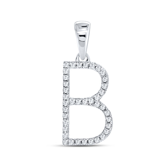 Silver 0.09 CTW Diamond Initial B Charm