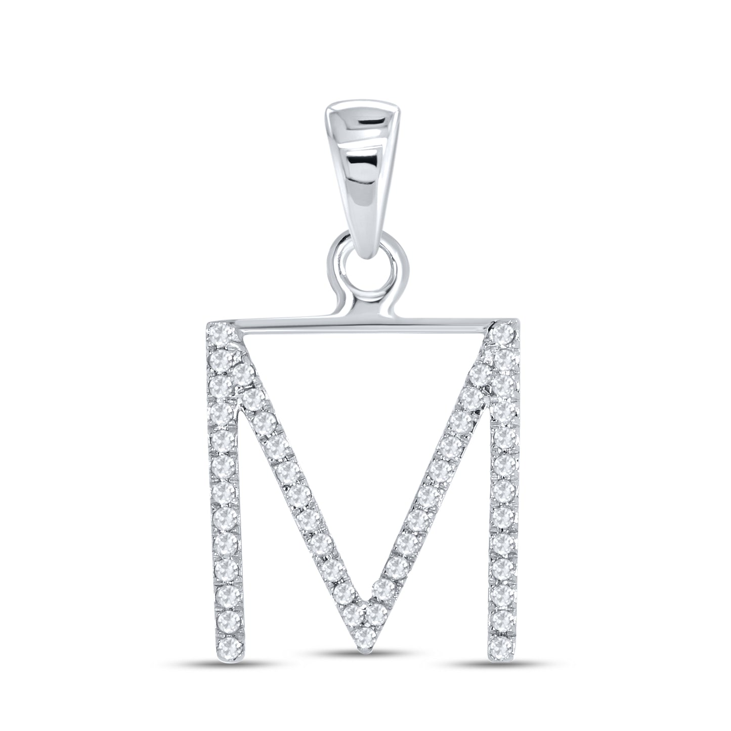 Silver 0.14 CTW Diamond Initial M Charm