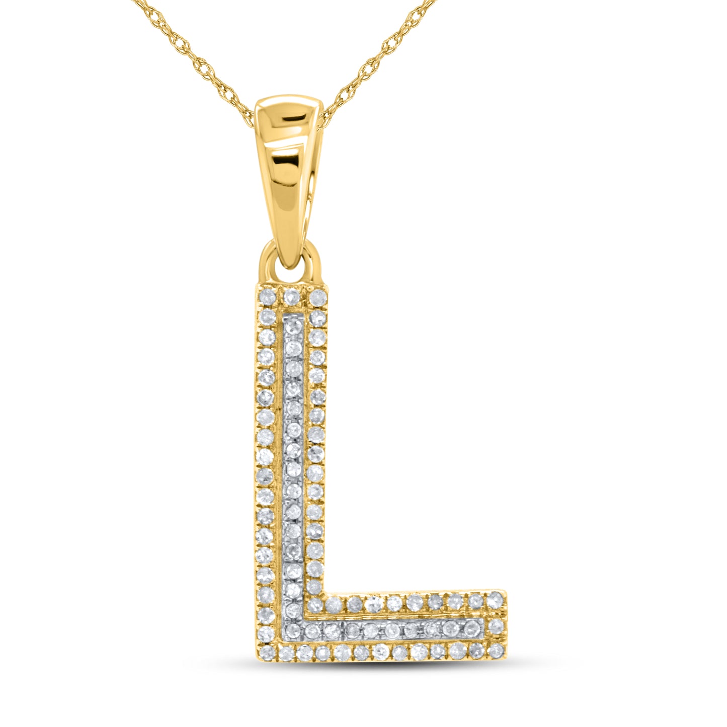 10kt yellow gold 0.21ctw Diamond Initial L Charm