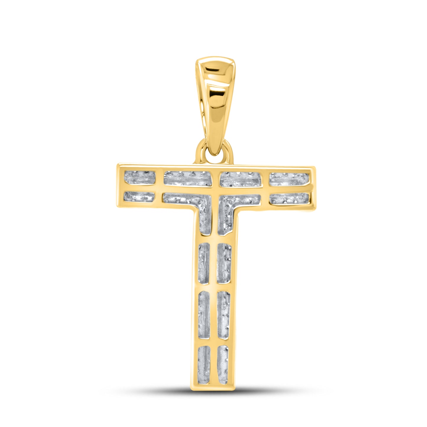 10kt yellow gold 0.24ctw Diamond Initial T Charm