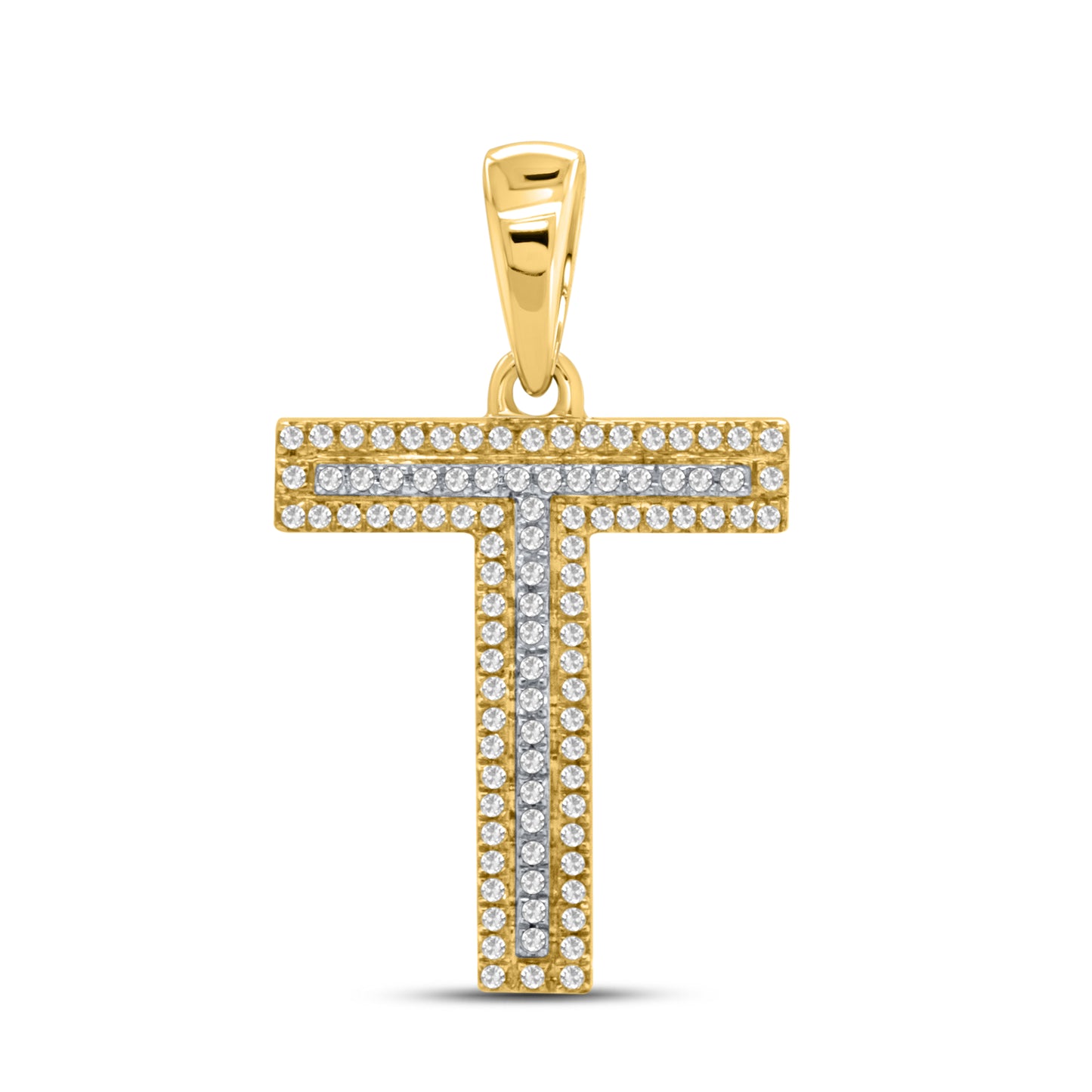 10kt yellow gold 0.24ctw Diamond Initial T Charm