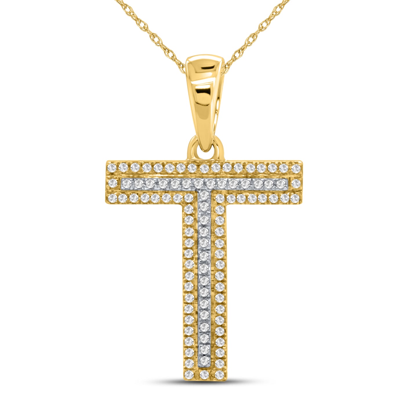 10kt yellow gold 0.24ctw Diamond Initial T Charm