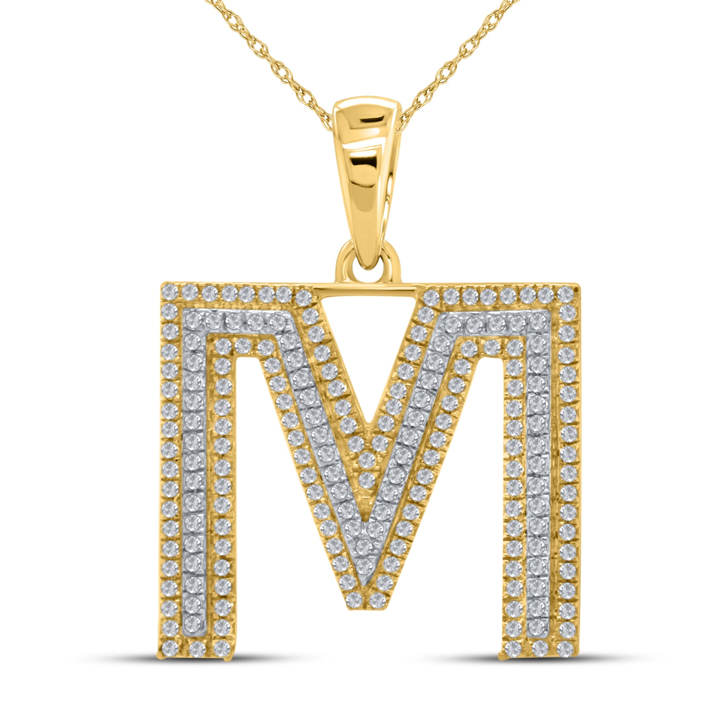 10kt yellow gold 0.48CTW Diamond Initial M Charm