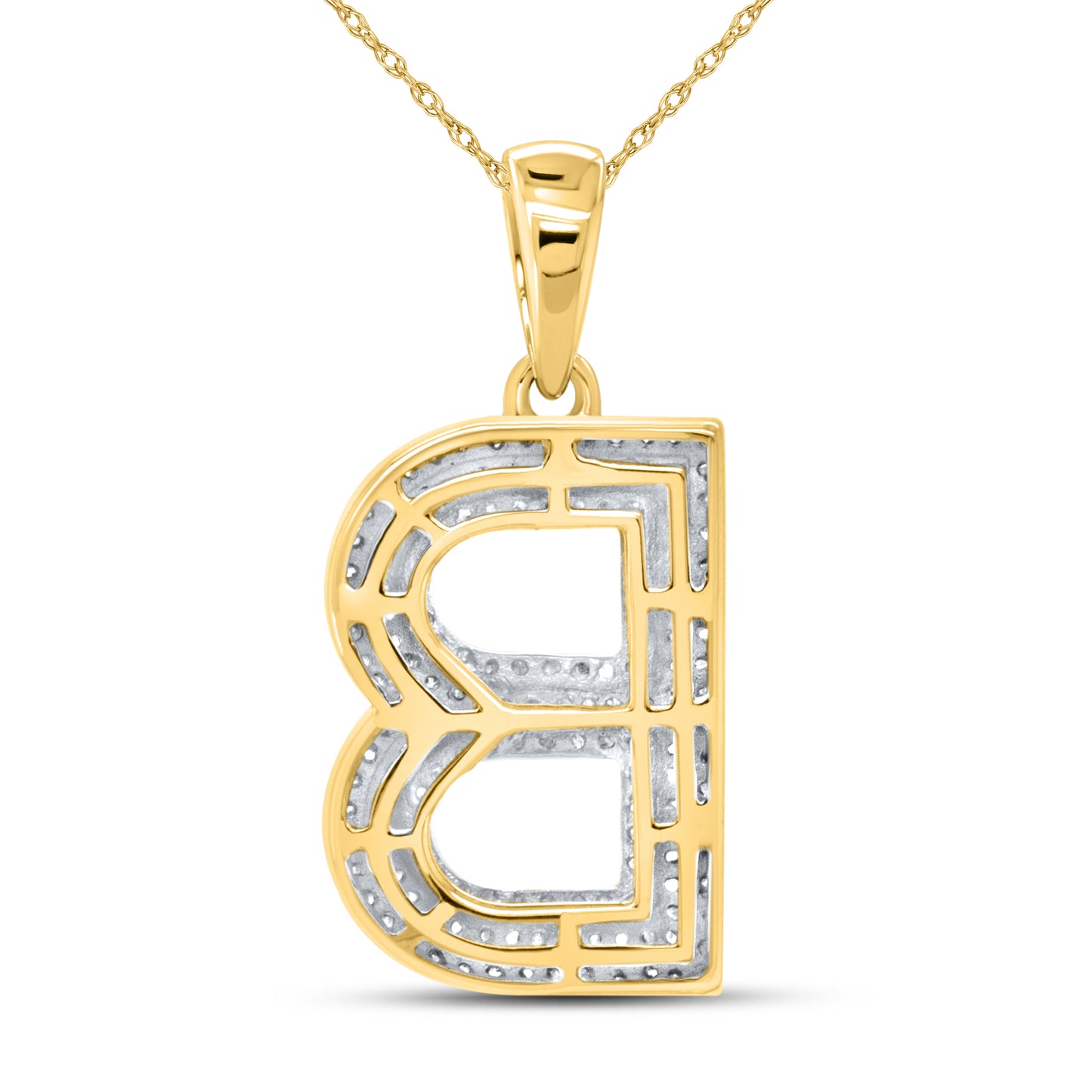 10kt yellow gold 0.40ctw Diamond Initial B Charm