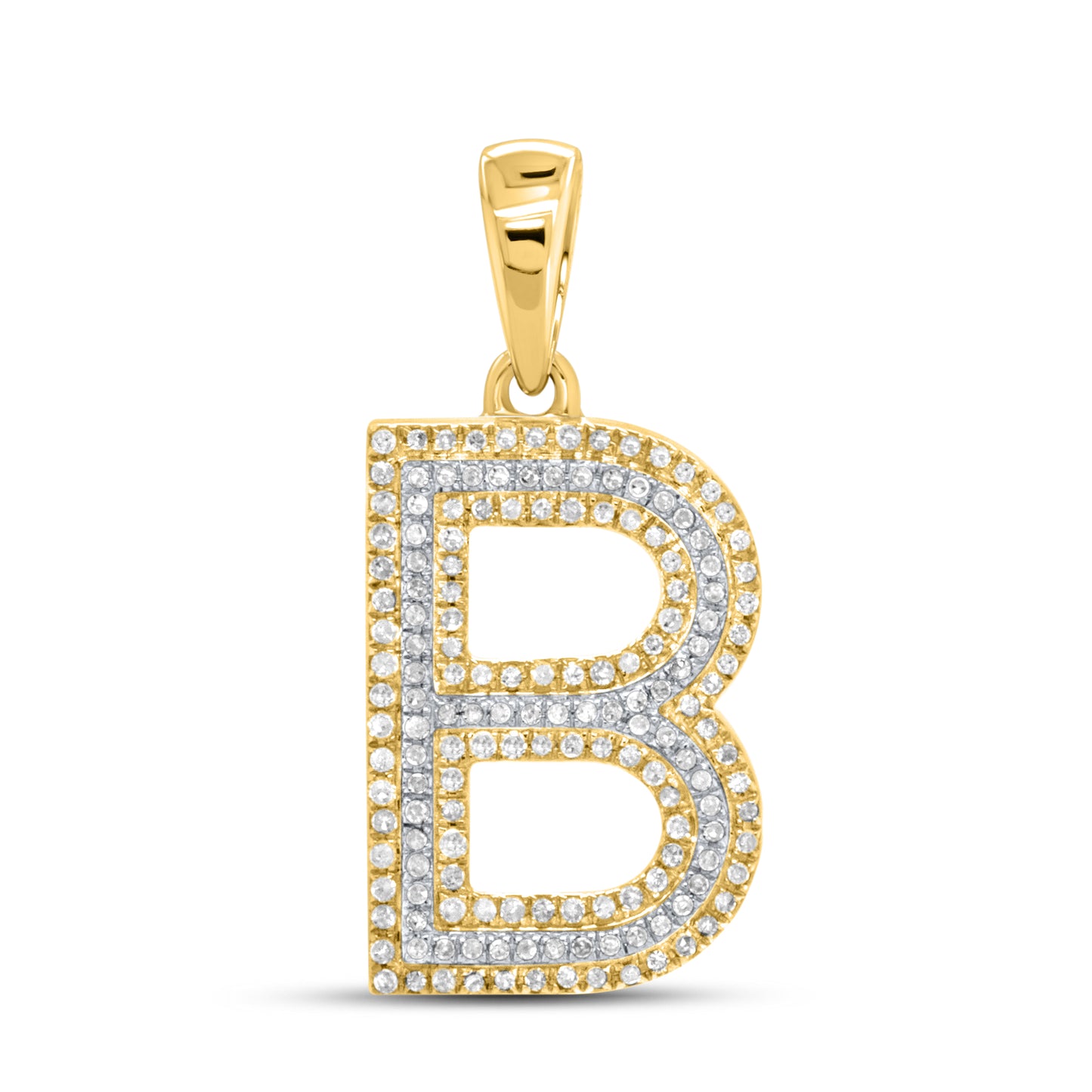 10kt yellow gold 0.40ctw Diamond Initial B Charm