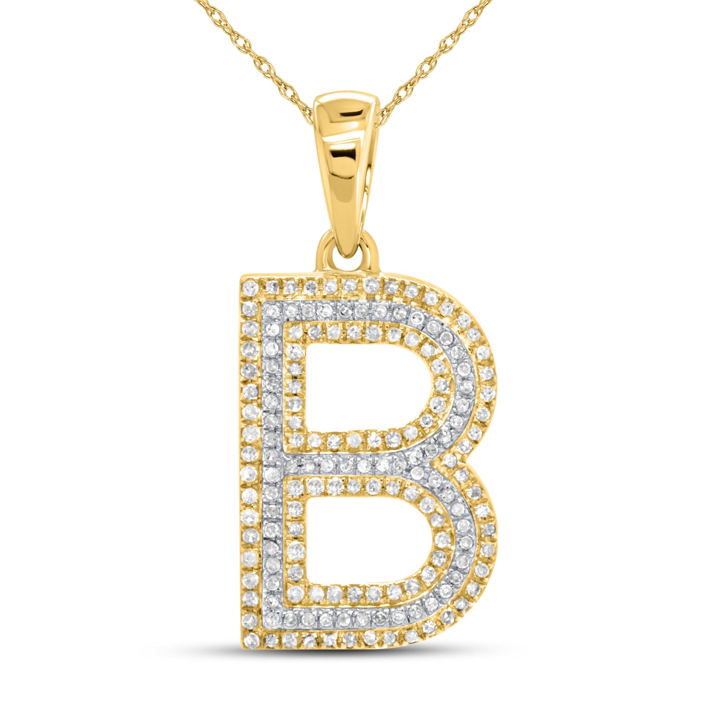 10kt yellow gold 0.40ctw Diamond Initial B Charm