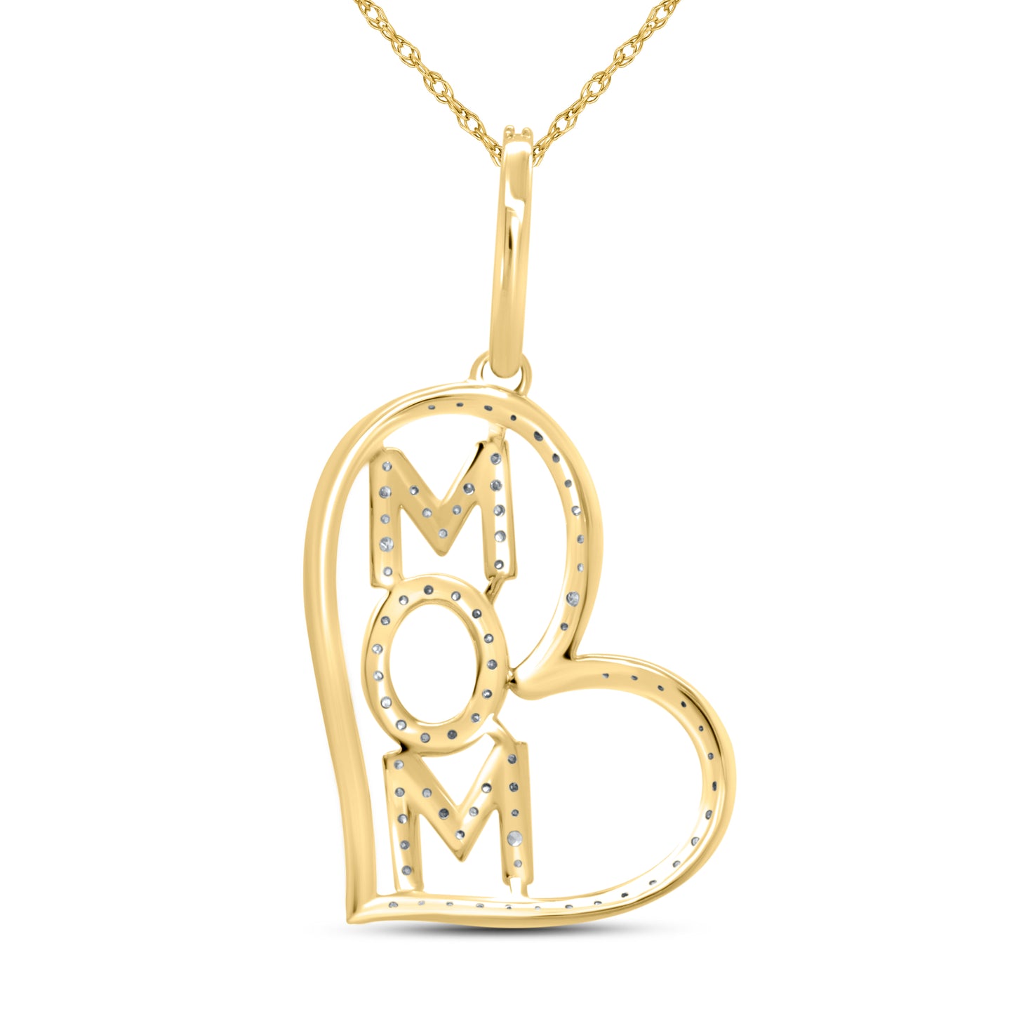 10kt Yellow Gold 0.32 CTW Mom Diamond Pendant