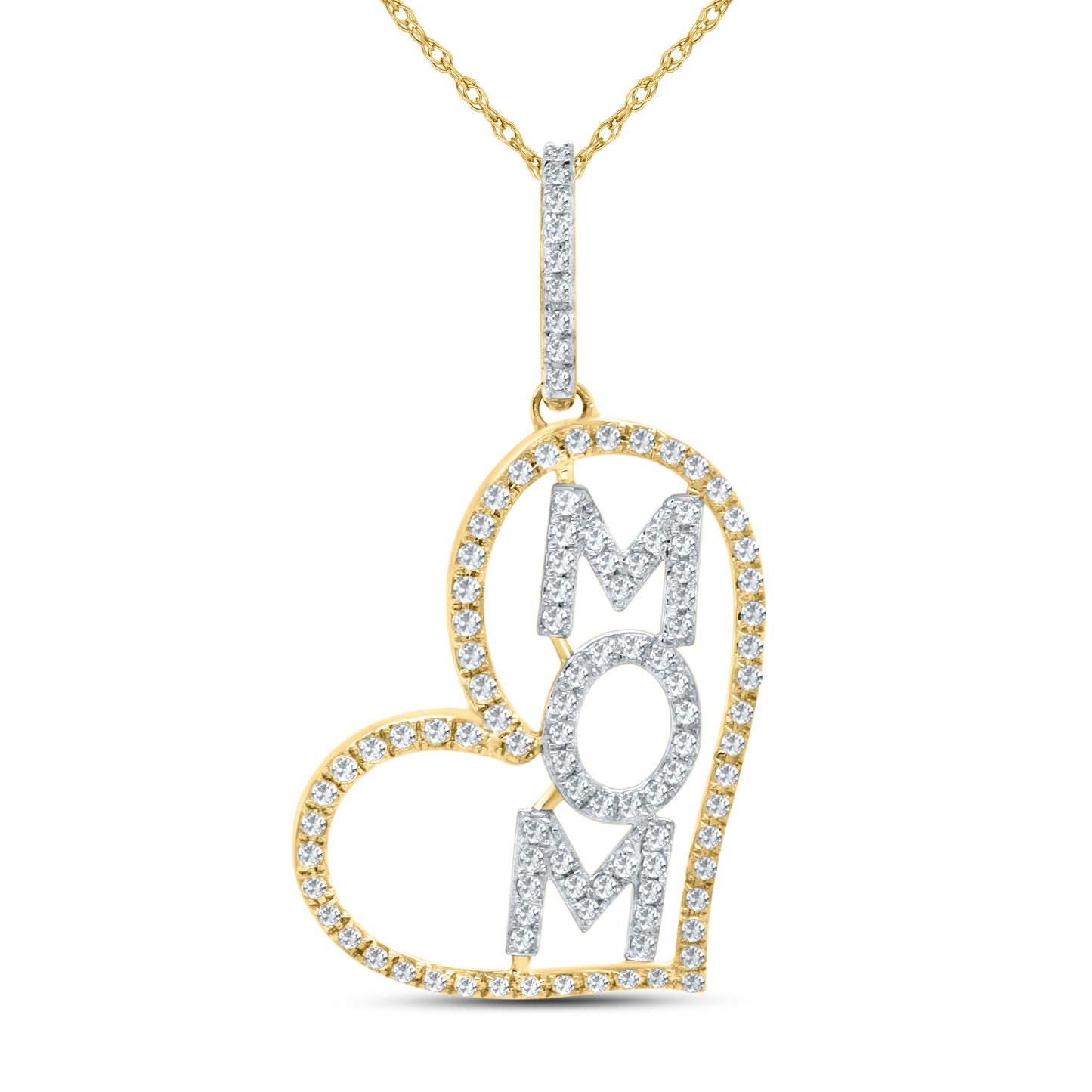 10kt Yellow Gold 0.32 CTW Mom Diamond Pendant