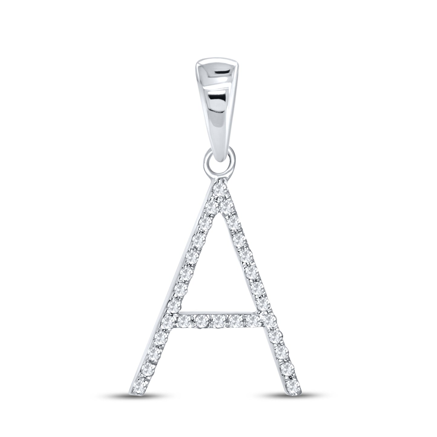 Silver 0.07 CTW Diamond Initial A Charm