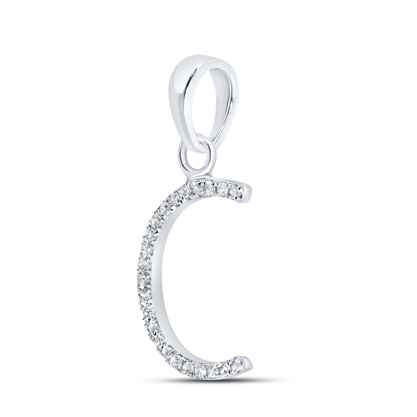 Silver 0.06 CTW Diamond Initial C Charm