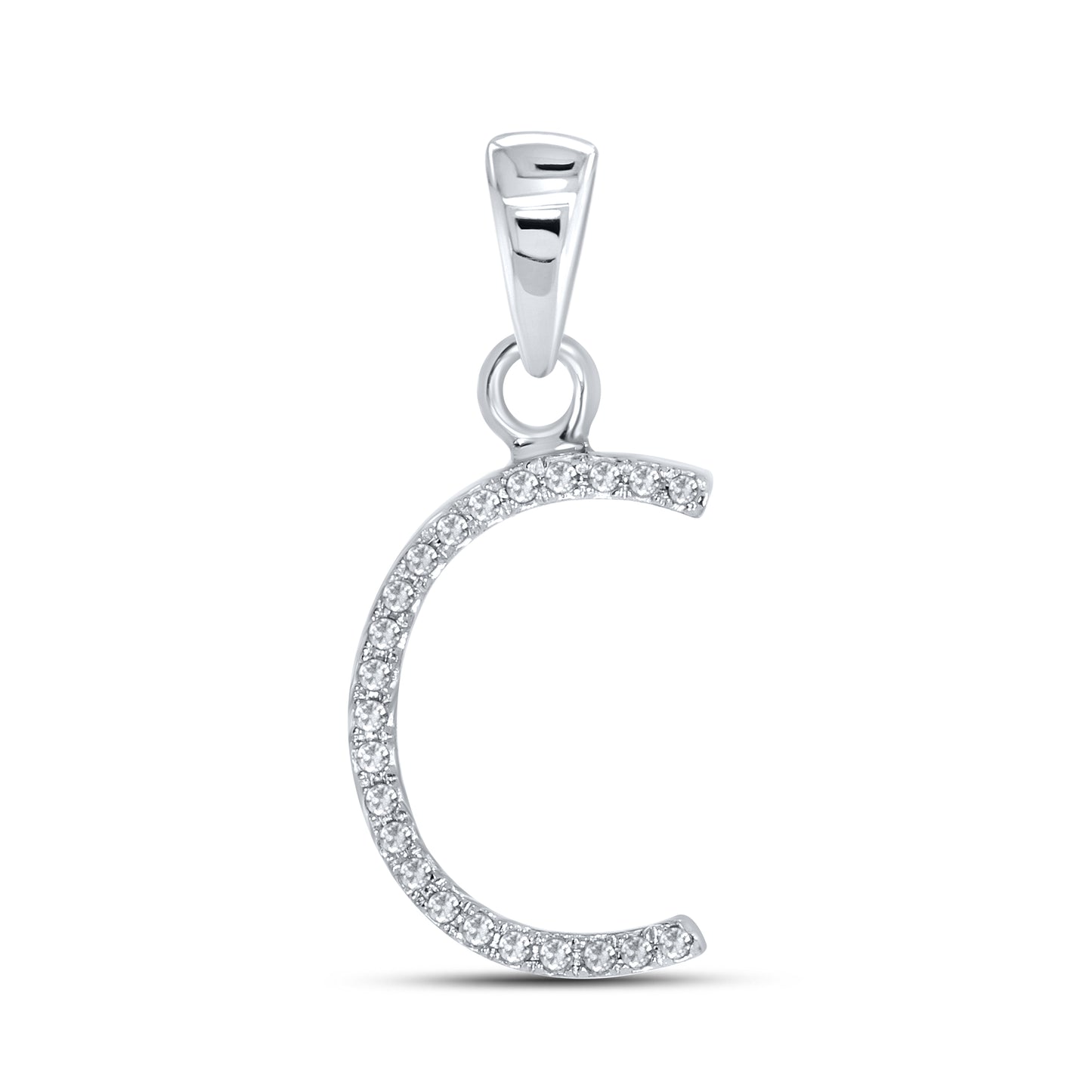 Silver 0.06 CTW Diamond Initial C Charm