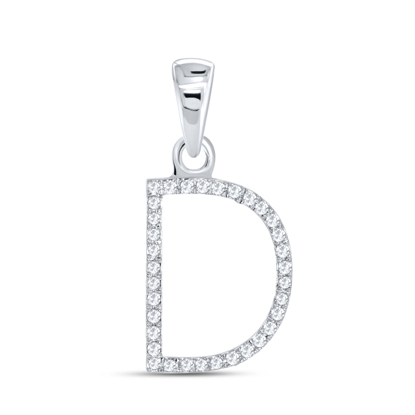 Silver 0.09 CTW Diamond Initial D Charm