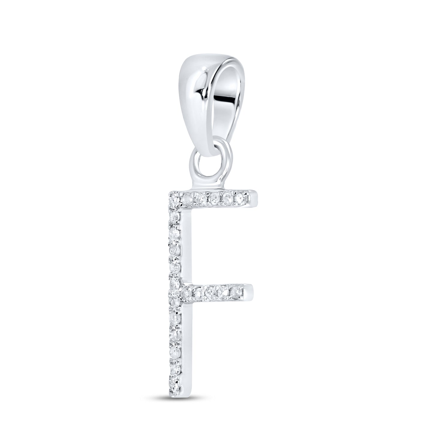 Silver 0.06 CTW Diamond Initial F Charm