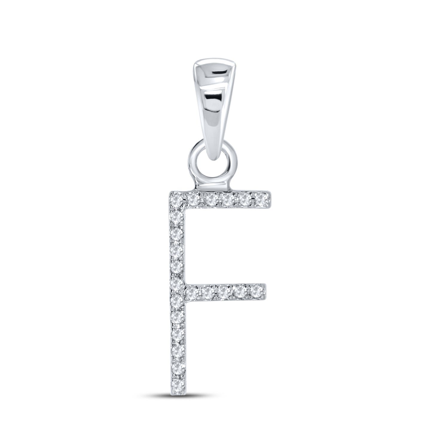 Silver 0.06 CTW Diamond Initial F Charm