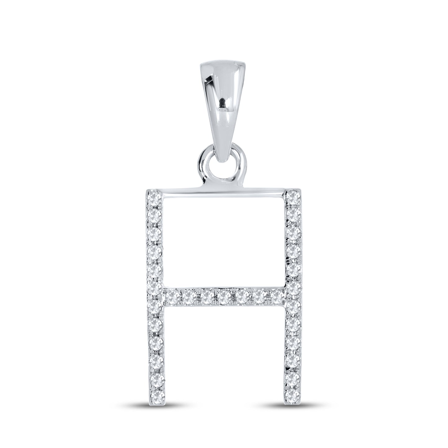 Silver 0.08 CTW Diamond Initial H Charm