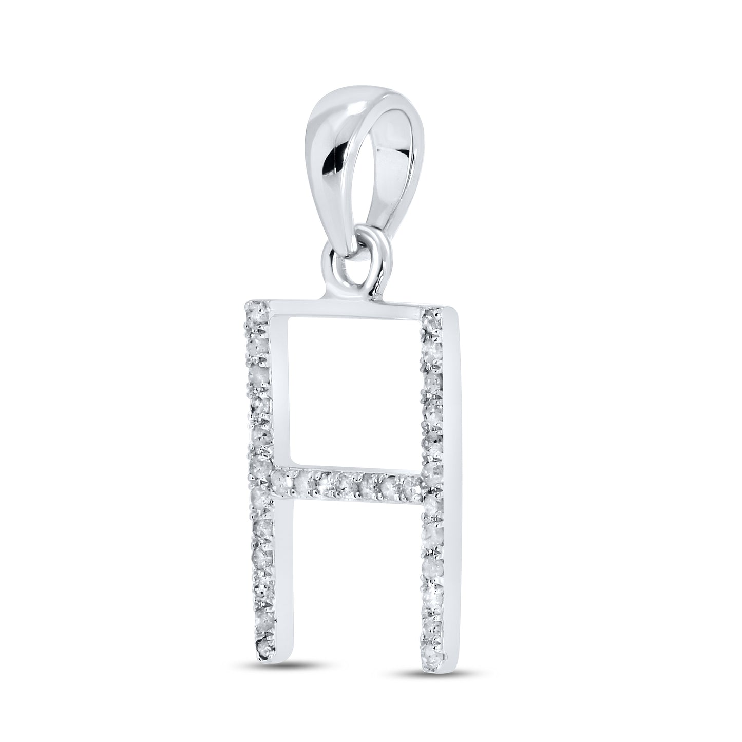 Silver 0.08 CTW Diamond Initial H Charm