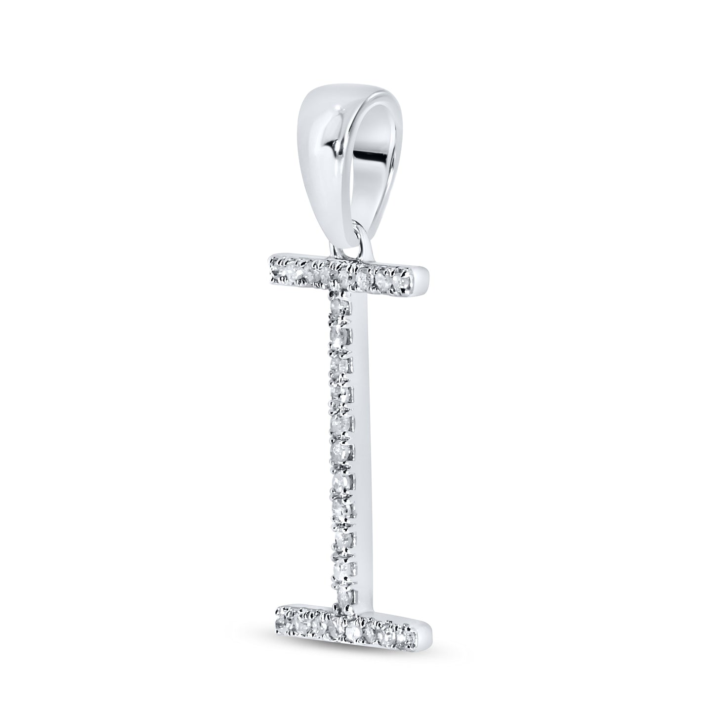 Silver 0.07 CTW Diamond Initial I Charm