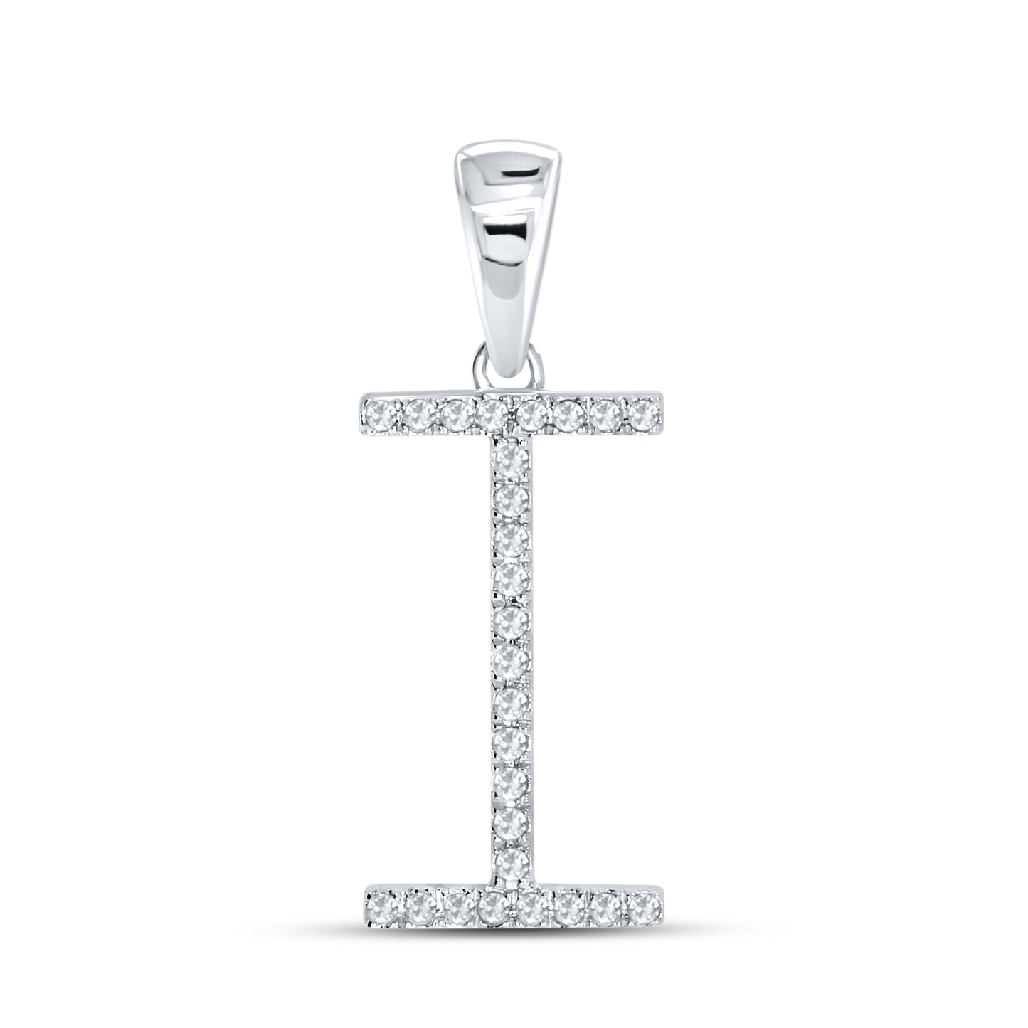 Silver 0.07 CTW Diamond Initial I Charm