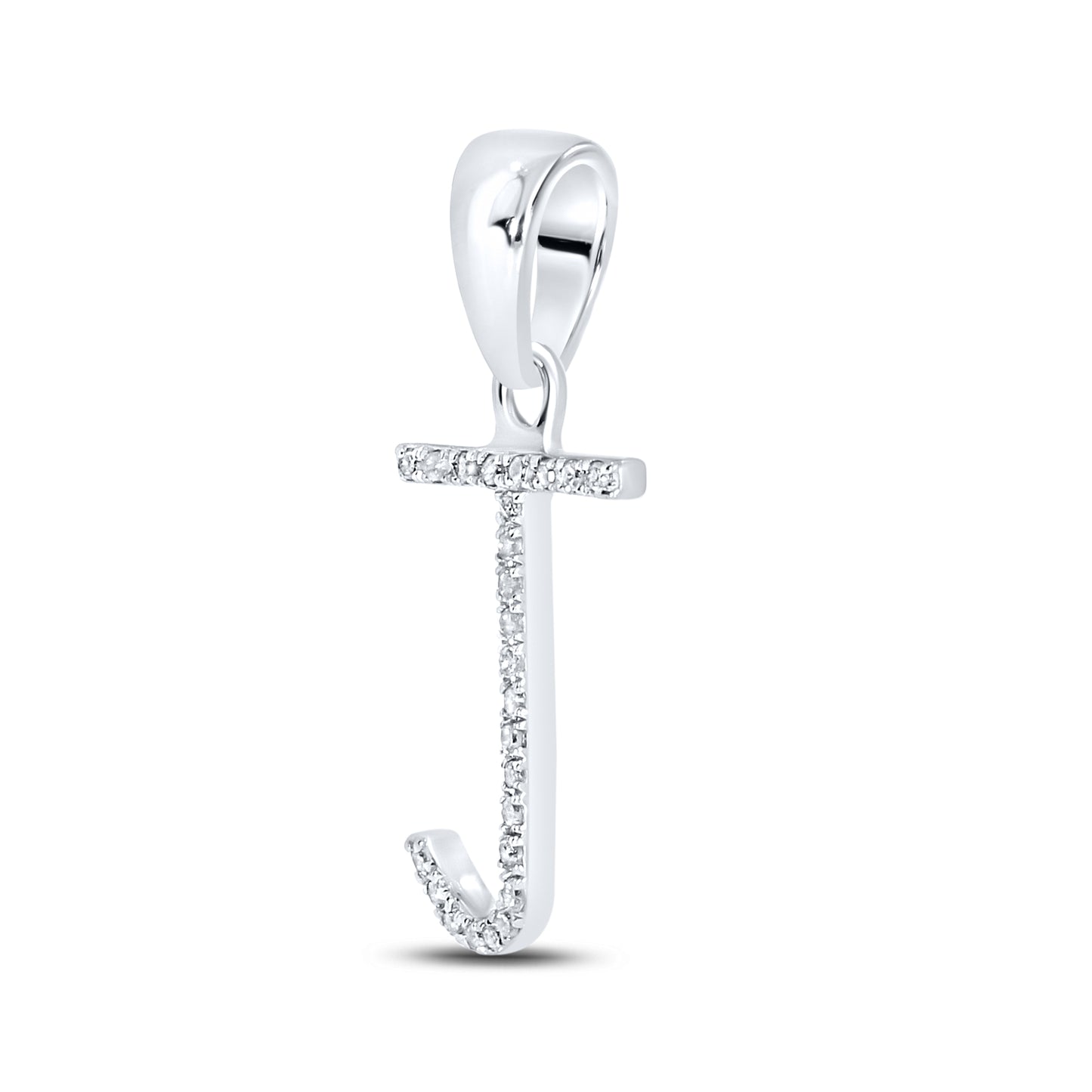 Silver 0.06 CTW Diamond Initial J Charm