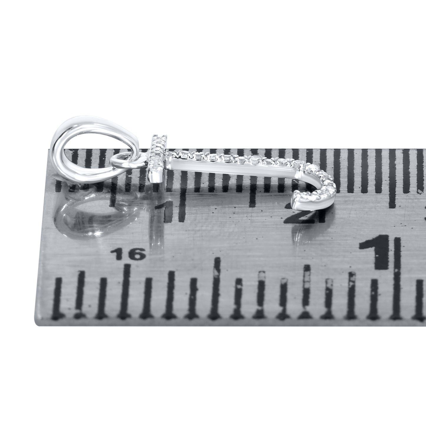 Silver 0.06 CTW Diamond Initial J Charm