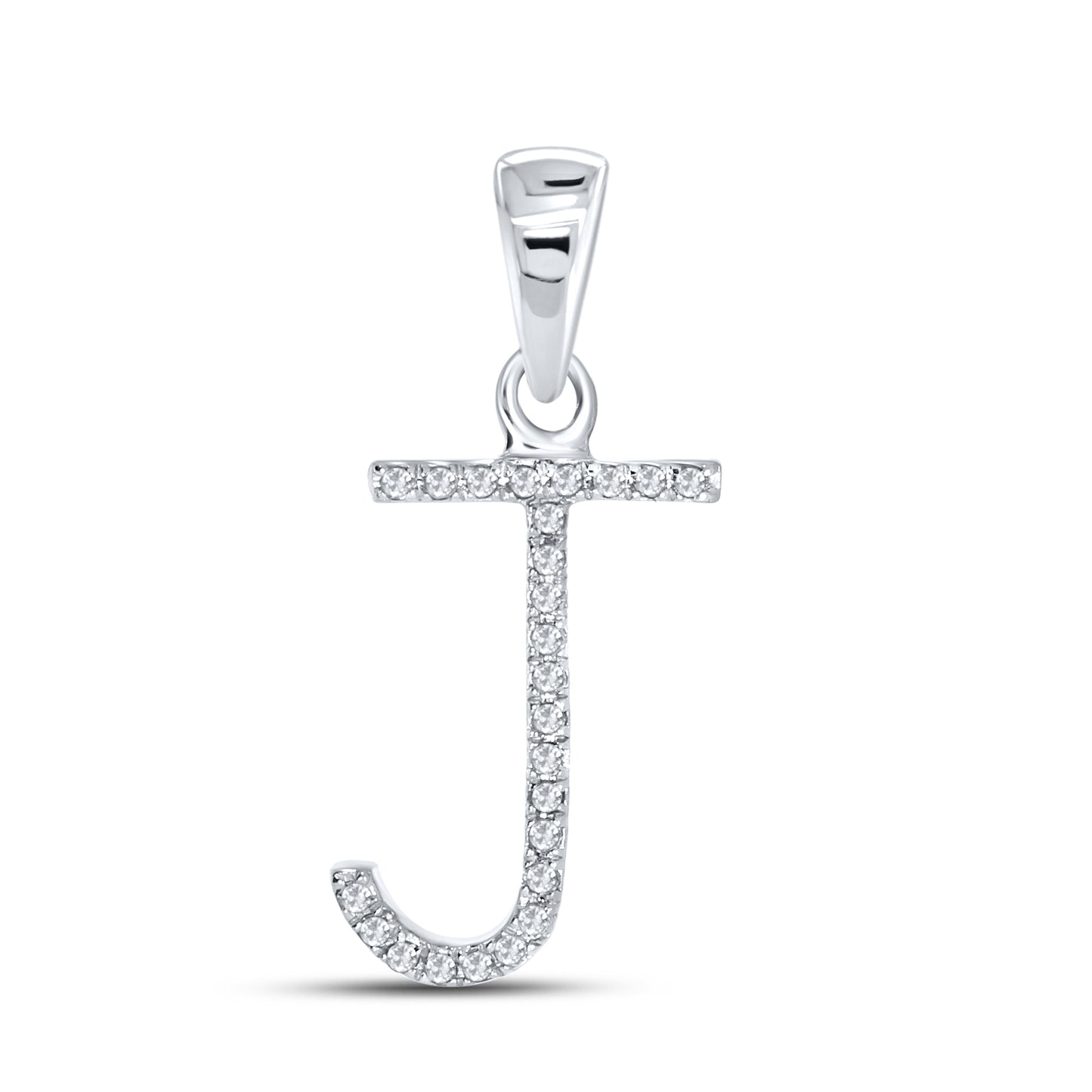 Silver 0.06 CTW Diamond Initial J Charm