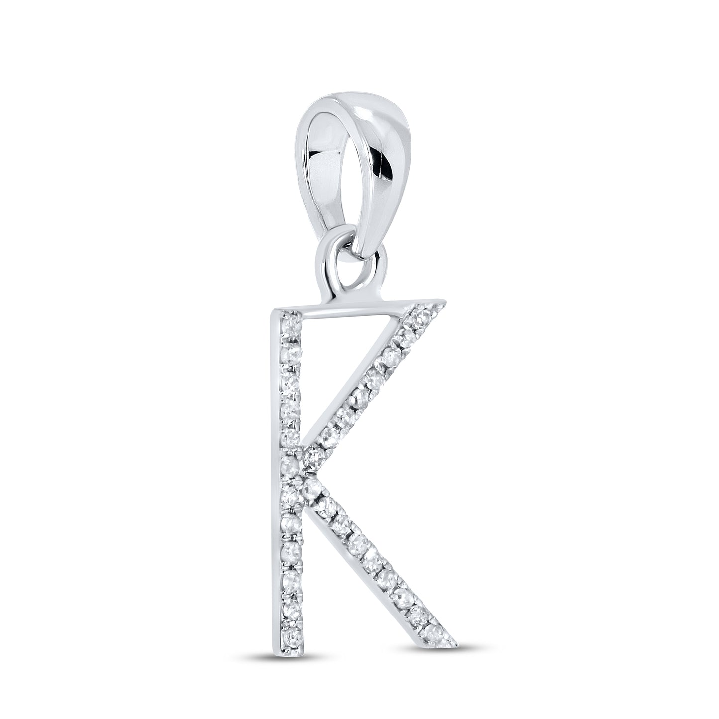 Silver 0.07 CTW Diamond Initial K Charm