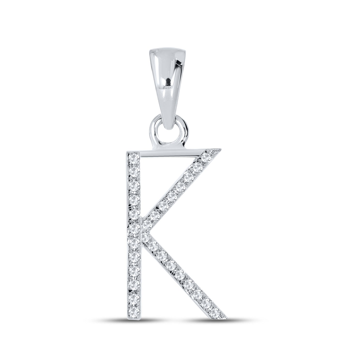 Silver 0.07 CTW Diamond Initial K Charm