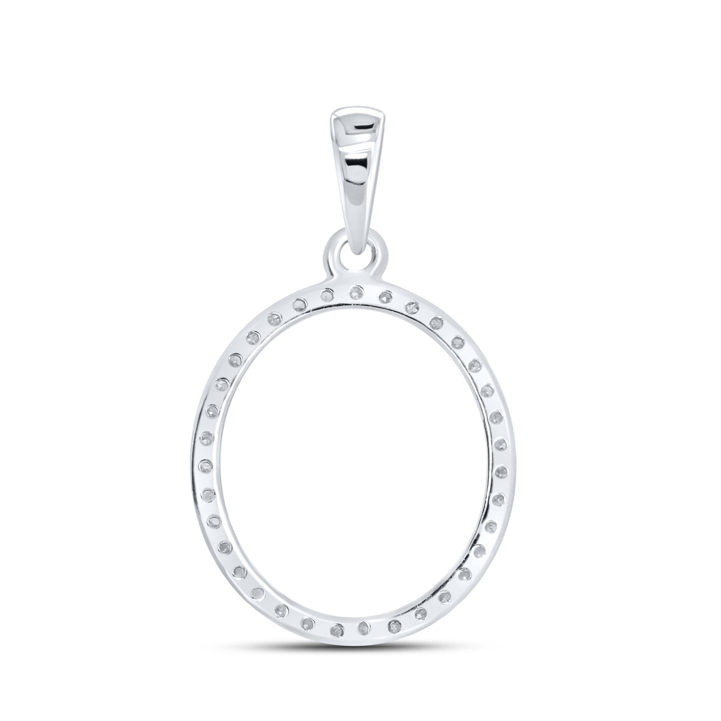 Silver 0.10 CTW Diamond Initial O Charm