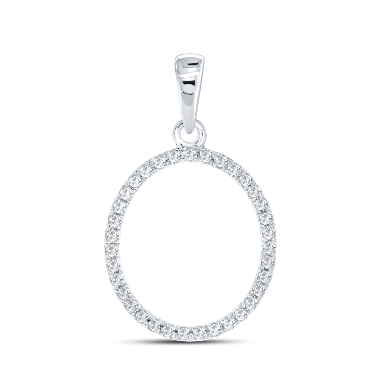 Silver 0.10 CTW Diamond Initial O Charm