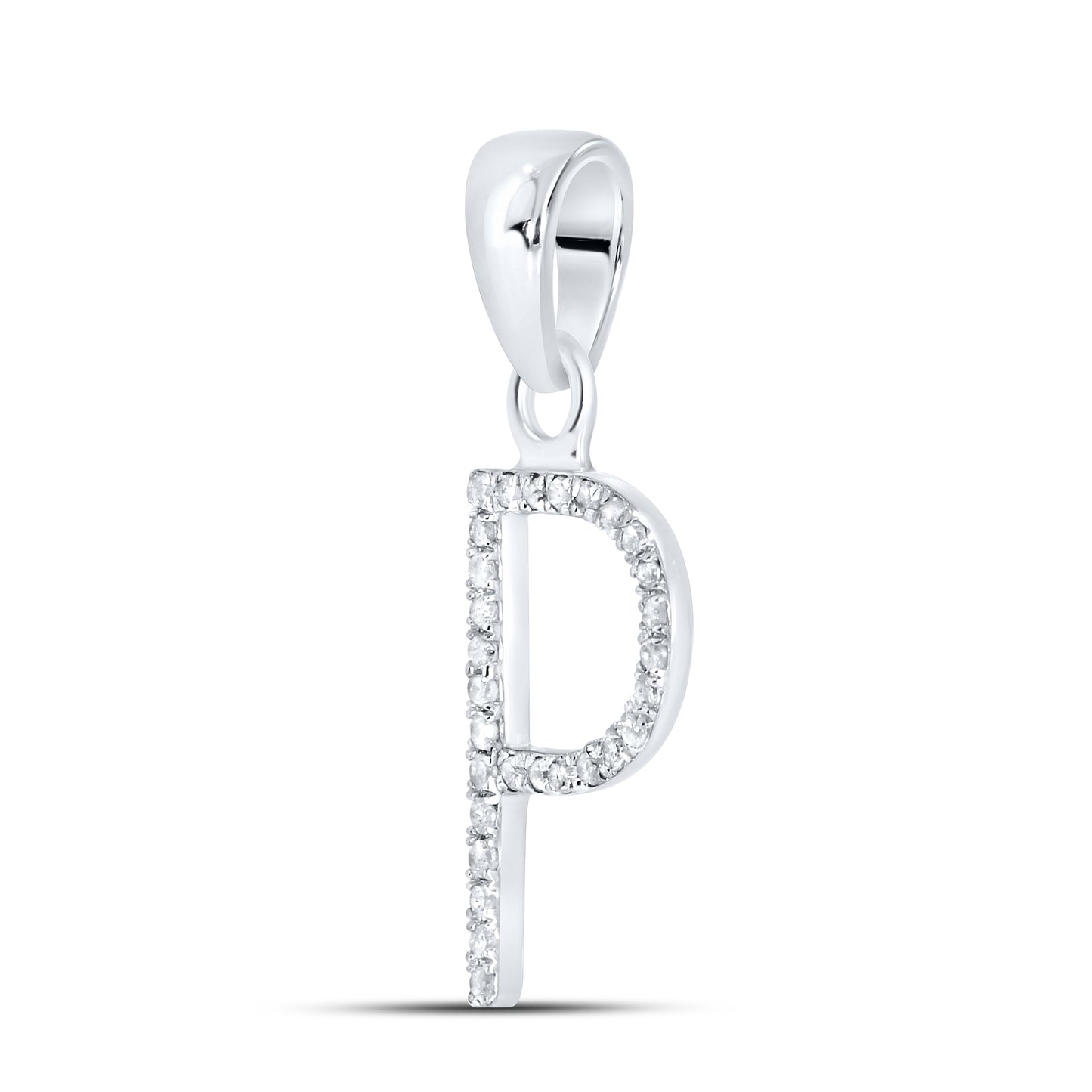 Silver 0.08 CTW Diamond Initial P Charm
