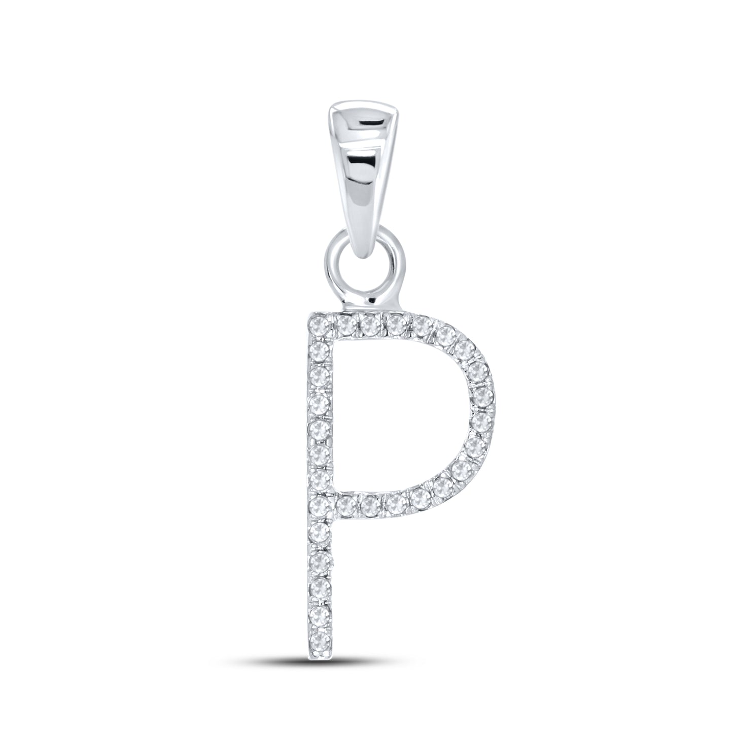 Silver 0.08 CTW Diamond Initial P Charm