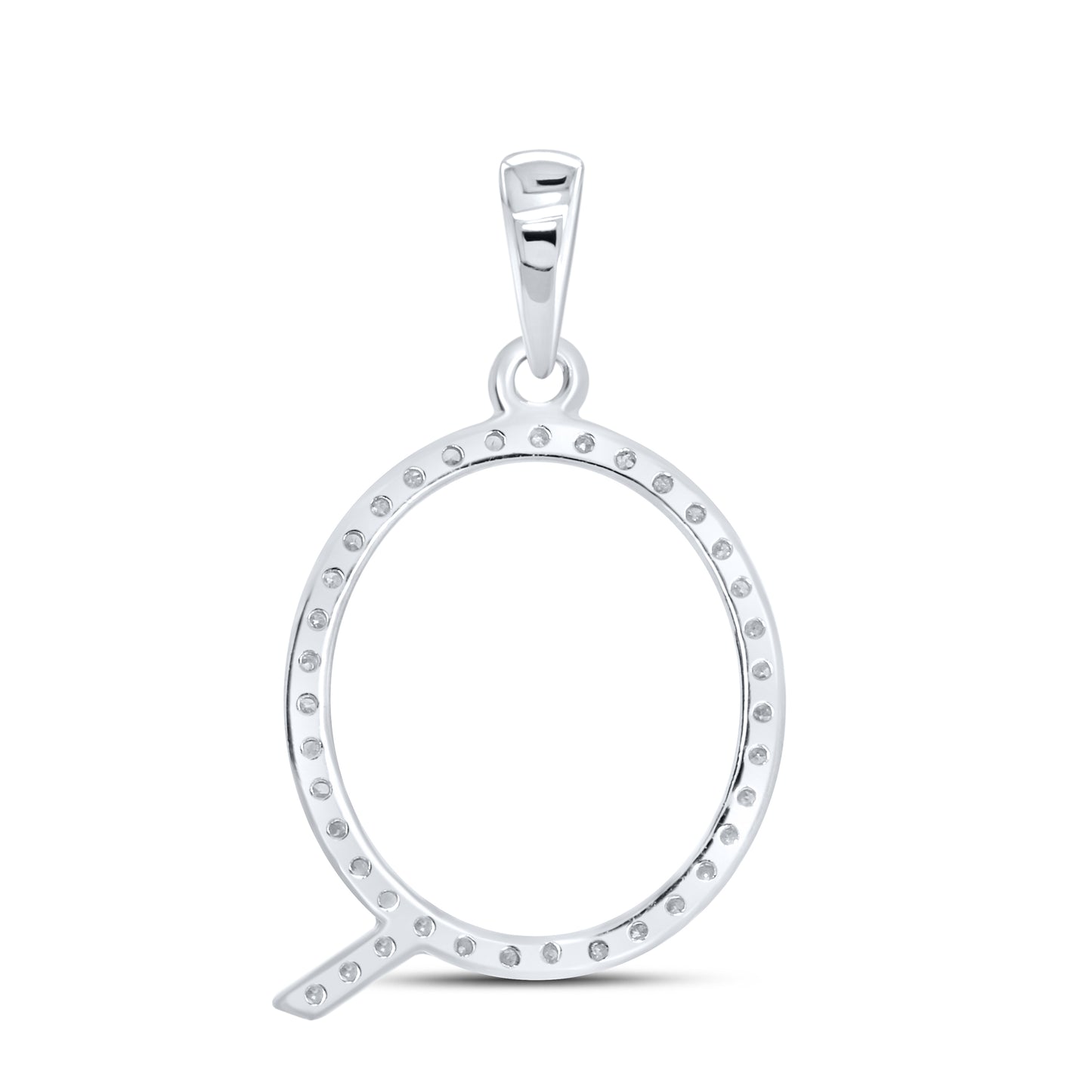 Silver 0.12 CTW Diamond Initial Q Charm