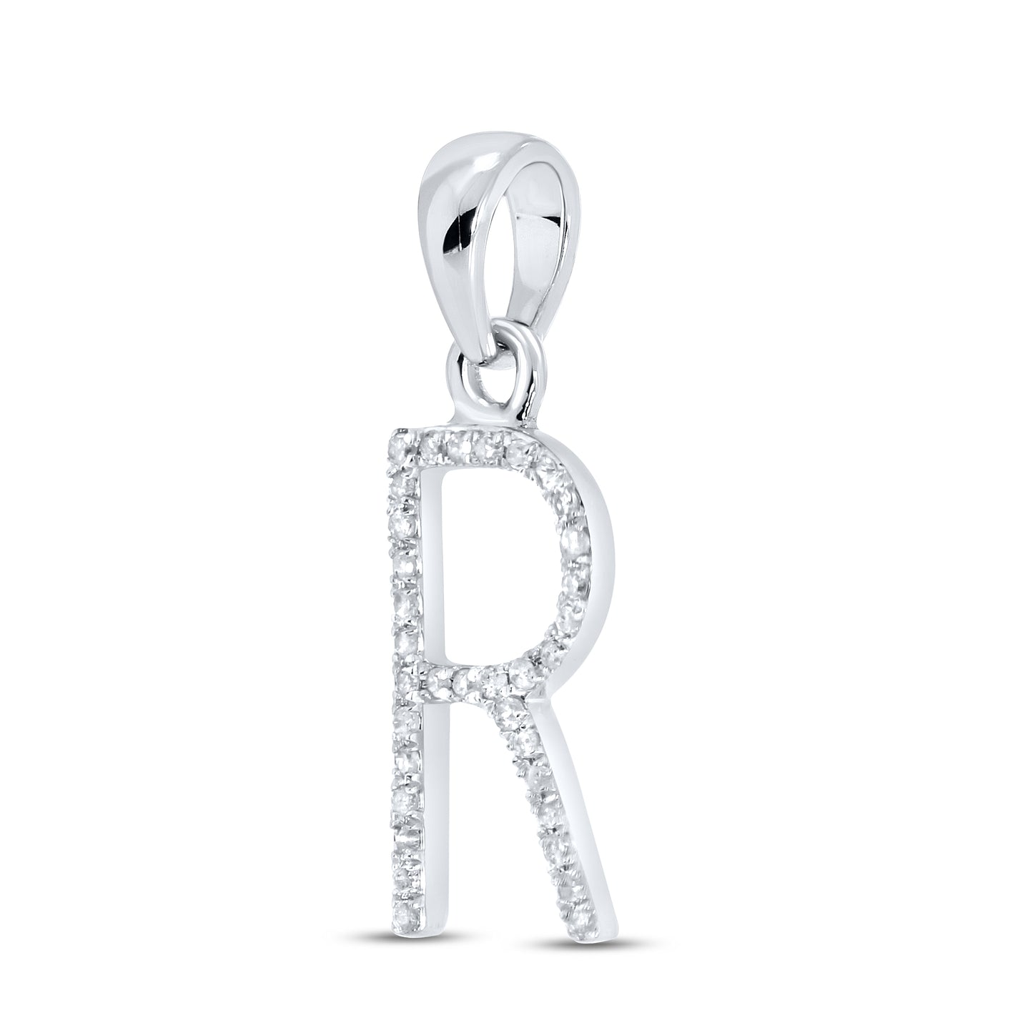 Silver 0.10 CTW Diamond Initial R Charm