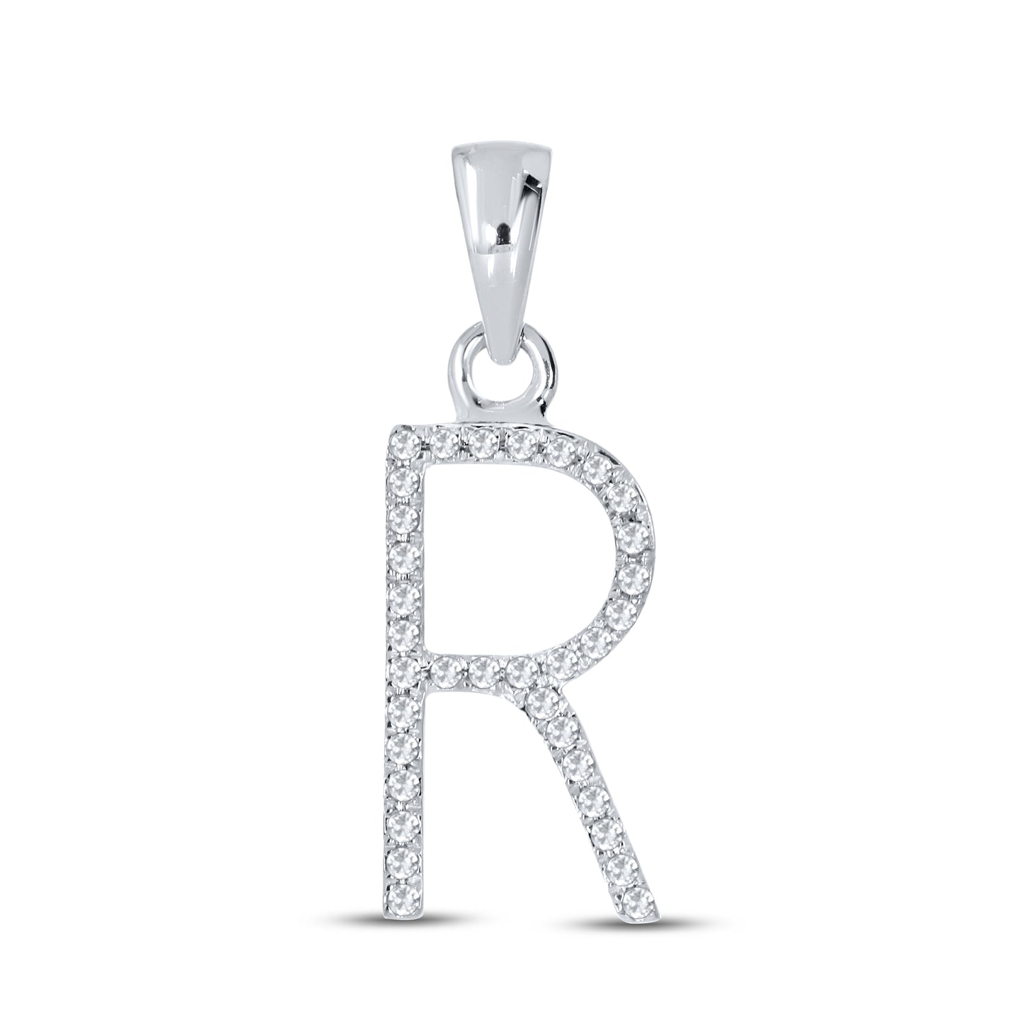 Silver 0.10 CTW Diamond Initial R Charm